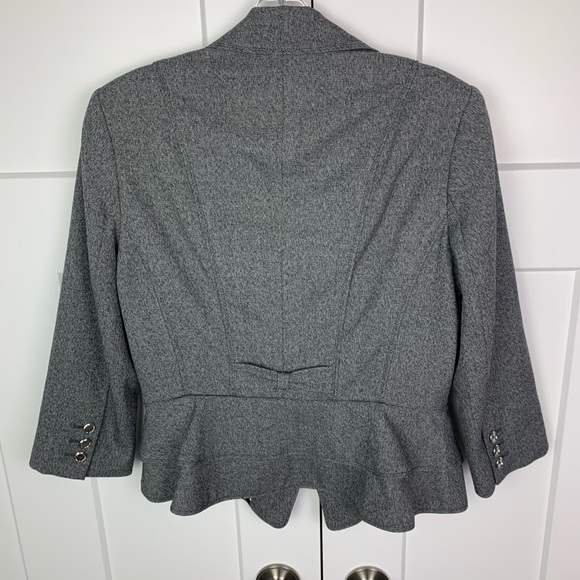 White House Black Market Size 8 Herringbone Jacket Single Button Ruffle Back 3/4 - Picture 5 of 8